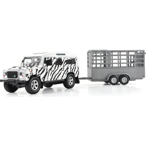 1:36 Diecast Model Toy Rover Defender Trailer SUV Pull Back Car With Sound & Light Toy Cars Kid Toys For Children Gifts Boy