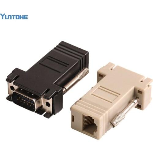 ZJT40 15PIN VGA to RJ45 connector New VGA Extender Male To Lan Cat5 Cat5e RJ45 Ethernet Female Adapter 100pcs/lot