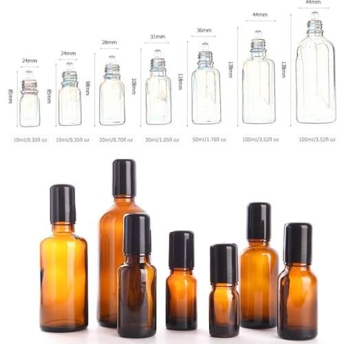 50pcs 5ml -30ml brown glass Roll On Roller Bottle essential oil perfume lotion empty bottle Cosmetic packaging container