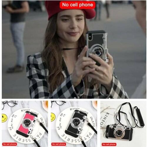 3D Retro Camera Lanyard Phone Case For Iphone Xs Max XR /11 Fashion Fold Holder Silicone Case