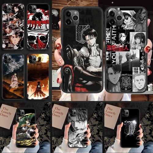 Anime attack on Titan Phone Case Cover Hull For iphone 5 5s se 2 6 6s 7 8 12 mini plus X XS XR 11 PRO MAX black trend Etui