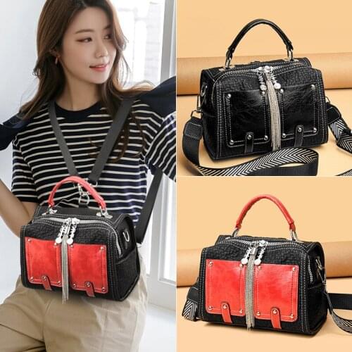 Black Multifunctional Lady Backpack Large Capacity Tassel Pendant Female Shoulder Bag Elegant Women Messenger Bag With 3 Straps