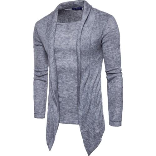 Europe and America Fake 2 pieces Knitwear New Personality Solid Color Knitted Pullovers Men Fashion Sweaters Male US Size S-XXL