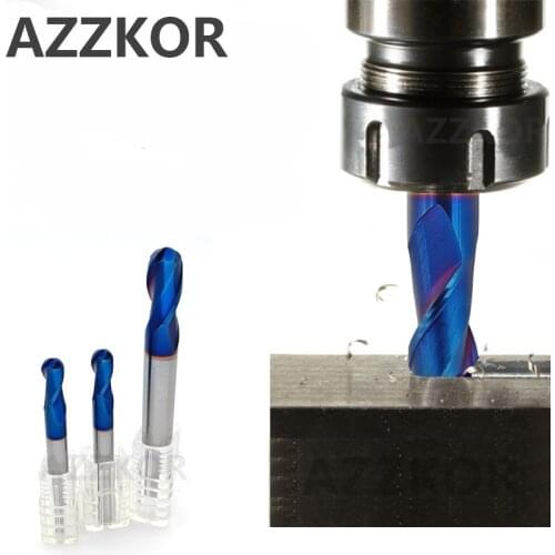 Milling Cutter Alloy Coating Tungsten Steel Tool 150L Hrc70 Lengthening Ball Nose Endmills AZZKOR Top Milling Cutter Endmill