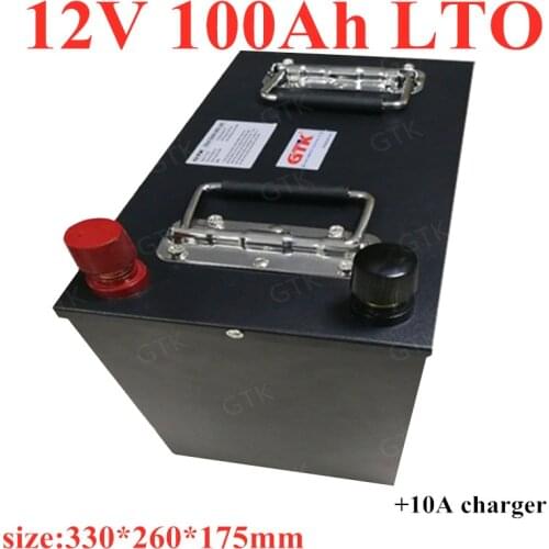 GTK 12V LTO batttery 12V 100Ah lithium titanate battery Pack with BMS fast Charger for boat solar car EV +10A Charger