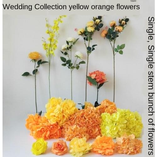 Artificial Flowers Orange Yellow Silk Peony Roses for Home Decor Bride Bouquet Wedding Accessories Craft DIY Home Garden Party