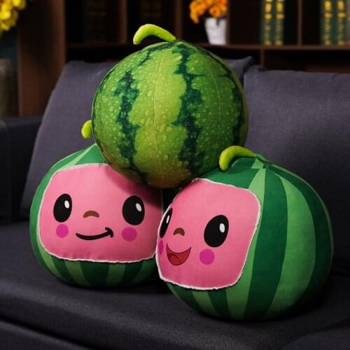 1PC Cute Simulation Fruit Smile Face Watermelon Plush Pillow Stuffed With Down Cotton Super Soft Cushion For Kids Birthday Gift