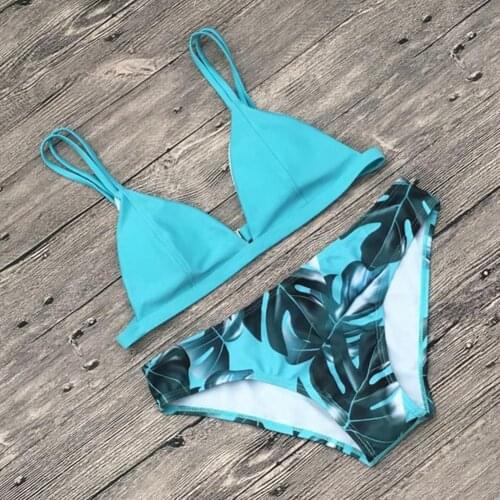 Fashion High Elastic Padded Wireless Push Up Printing Swimsuit Bikini Set Beachwear printed bikini suit plus size ropa mujer