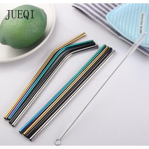 Reusable Drinking Straw High Quality 304 Stainless Steel Metal Straw with Cleaner Brush For Mugs Bar Party Accessory