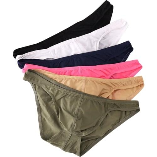 Mens Sexy Brief Ultra-thin Cool Translucent Smooth Ice Silky Brief Underwear Panties Bottoms