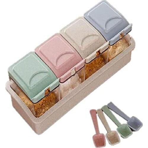 Wheat Straw Seasoning Pot Set Kitchen Seasoning Salt Shaker Seasoning Pot Seasoning Box