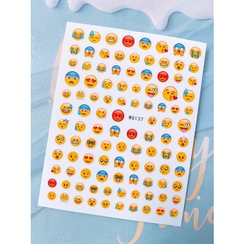 Smiley Nail Stickers Cute Emoticons Sun Flower Rainbow Colors Slider for Girl Manicure Design Nail Decorations Sliders for Nails