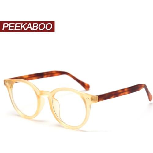 Peekaboo retro round glasses frame women korean style tr90 optical glasses man clear lens acetate grey high quality unisex