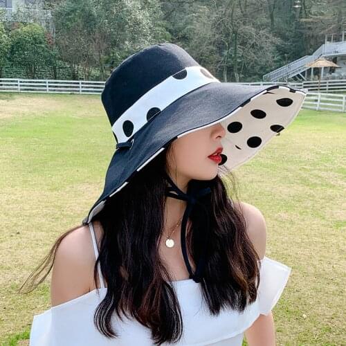 COKK Spring Summer Hats For Women Sun Protection Casual Korean Bucket Hat Female Wide Large Brim Outdoor Travel Fashion Foldable