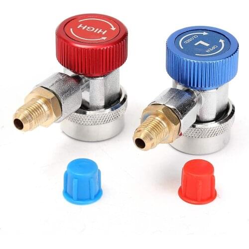 2PCS R134A High Low Quick Coupler Connector Adapters Type AC Manifold Gauge Auto Set for A/C Manifold Gauge Brass Adapter