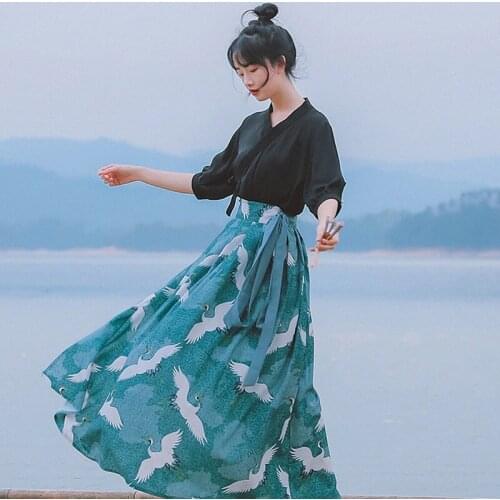 Kimono Dress Women Haori Japanese Style Kawaii Girls Crane Sakura Yukata Vintage Party Japan Dance Costume Samurai Cosplay 11292