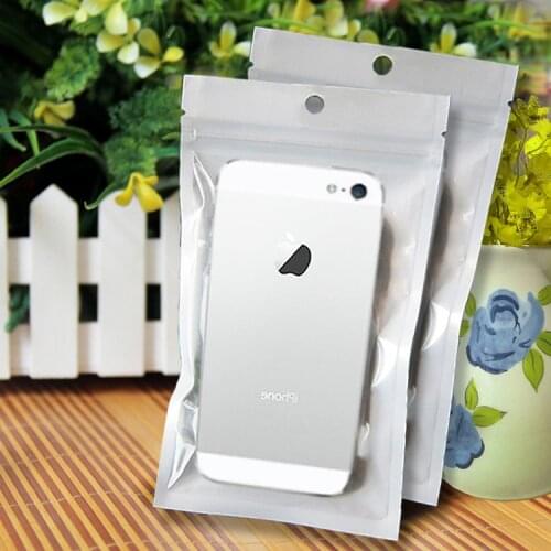 100pcs White transparent self-sealing zipper bag plastic packaging Pearl film bags reusable storage bag With Hang Hole