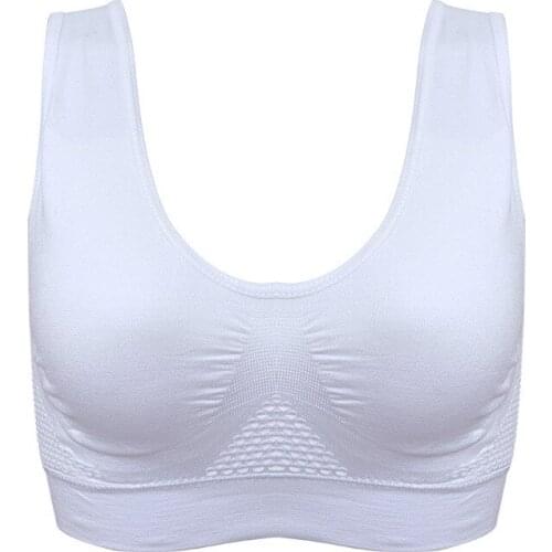 Plus Size Women Breathable Mesh Bralette Shockproof Sponge Pad Athletic Gym Running Seamless Fitness Yoga Vest Sport Bra Tops