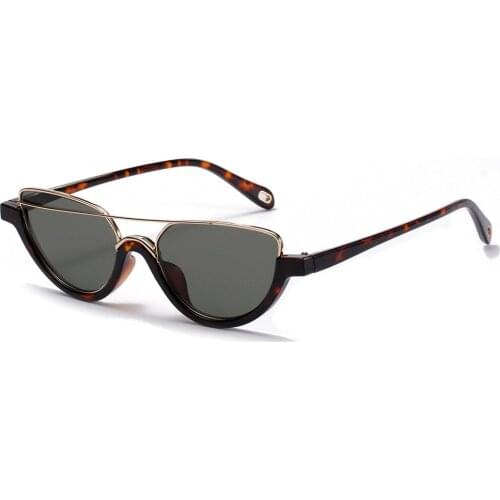 Veshion Leopard Half Frame Sunglasses Women Cat Eye Retro Style Ladies Sun Glasses Vintage Semi Rimless Gift Items Summer