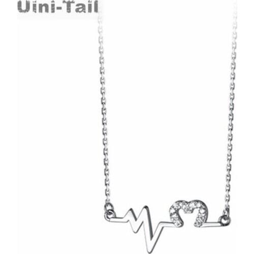 Uini-Tail hot new 925 sterling silver hollow heart micro-inlaid necklace fashion sweet and romantic heartbeat necklace JK060