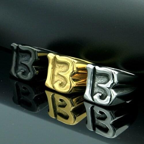 MIQIAO Stainless Steel Titanium Number 13 Punk Motor Hip Hip Vintage Rings for Men Women Couple Friends Gift Fashion Jewelry Ane