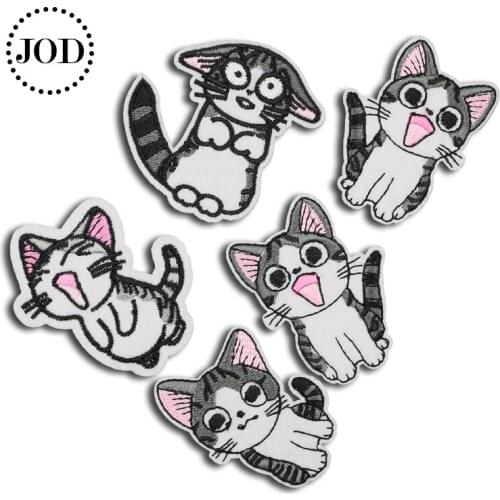 Cat Patch Cloth Embroidered Iron on Patches for Clothing DIY Patchwork Shoes Stripes Bags Stickers Badges Embroidery Appliques