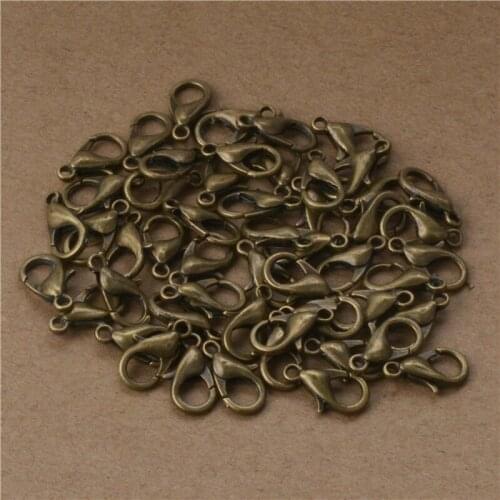 12mm 50Pcs Zinc Alloy Lobster Clasp Hooks Silver Bronze Gold Kc Gold Color Claw Clasps Connector Jewelry DIY Jewelry Findings