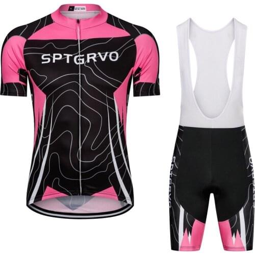 SPTGRVO Women Short Sleeve Cycling Jersey Set Bike Clothes Anti-UV Triathlon Uniform Bicycle Wear Cycling Kit Maillot Velo Femme