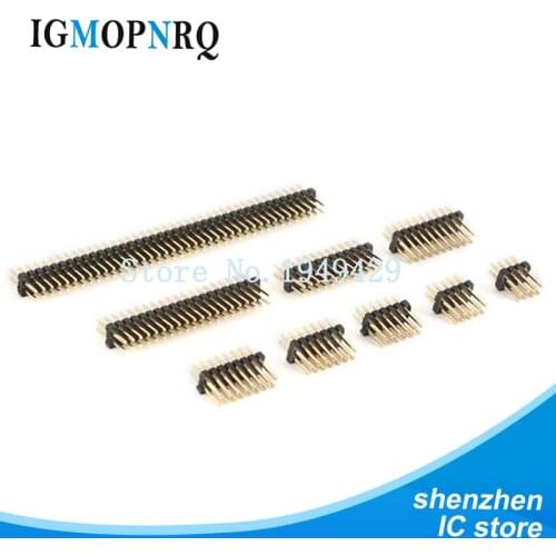 10PCS 1.27mm 1.27 Double Row Male 2~40P Breakaway Pin Header PCB Board Connector Strip Pinheader 2*3/4/5/6/7/8/10/12/15/20/40p