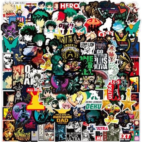 100pcs My Hero Academia Stickers Classic Japan Anime Sticker Modern Popular Laptop Luggage Car Skateboard Phone Decal