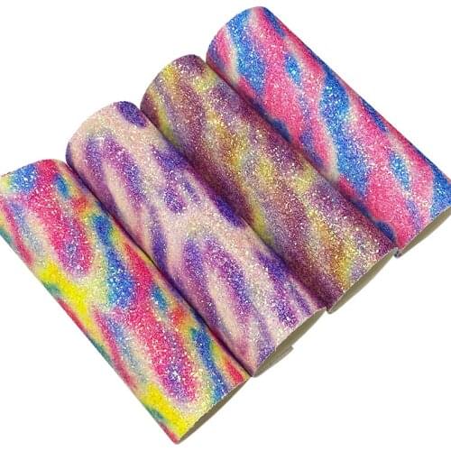 Pastel Rainbow Colors Colorful Chunky Glitter Faux Leather Fabric Sheet for DIY Accessories/Crafts/Shoes