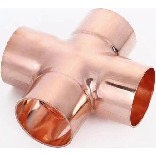 15/16/22/28/35/45mm Inner Dia Copper End Feed Solder Cross 4 Way Coupler Plumbing Fitting Connector