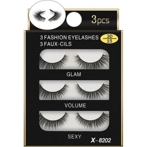 3 pairs/box eyelashes natural long mink eyelashes handmade false lashes false eyelashes 3d mink lashes cilios makeup 3D15