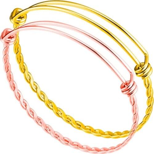 3pcs/lot Rose Gold Filled Bangles Braided Twisted Bangle in Gold Color 60mm & 65mm Adults Sizes Wrist Cuff Jewelry