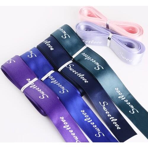 5Yards/Lot Satin Ribbon Printed "Sweetlove" Polyester Gift Box Wrapping Belt For DIY Sewing & Packing Crafts Accessories
