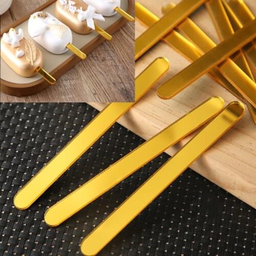 50pcs Rose Gold Acrylic Ice Cream Sticks Popsicle Stick Kids DIY Ice Cream Sticks Crafts Popsicle Stick Mould