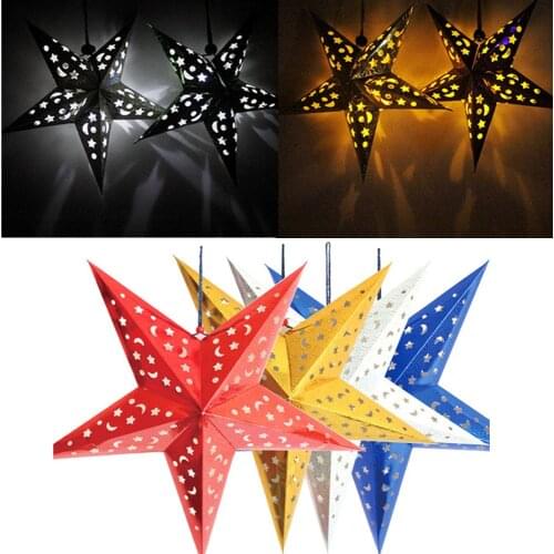 30/45cm Hollow Out Star Party Light Window Grille Home Bedroom Night Light Garden Hanging Decoration Hollow Folding Light Cover