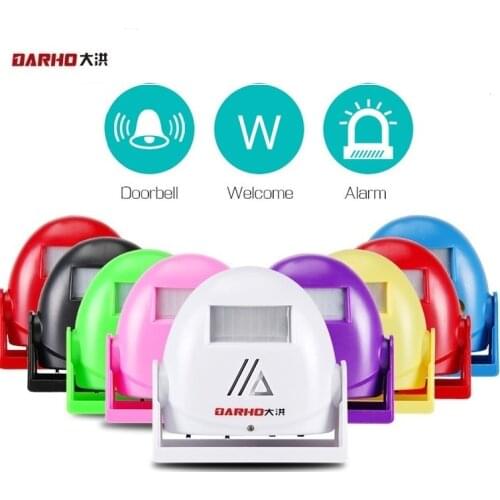 Darho Hello Welcome Wireless Intelligent Greeting Doorbell Infrared Motion Sensor Warning Door Bell Alarm 8 Colours