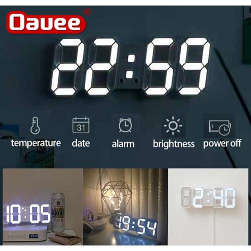 3D Large LED Digital Wall Clock Date Time Celsius Nightlight Display Table Desktop Clocks Alarm Clock From Living Room
