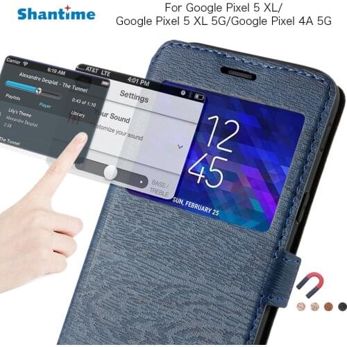 PU Leather Phone Case For Google Pixel 5 XL 5G Flip Case For Google Pixel 4A 5G View Window Case Soft TPU Silicone Back Cover