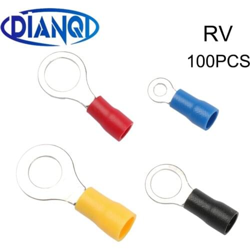 DIANQI RV1.25 RV2 RV3.5 RV5.5 Red Ring Insulated Wire Connector Electrical Crimp Terminal Cable Wire Connector