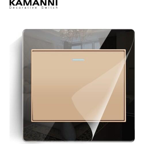 KAMANNI Luxury Crystal Glass Wall Power Switch Two Gang One Way Wall Switch with Light LED Pilot Wall Socket and Switches