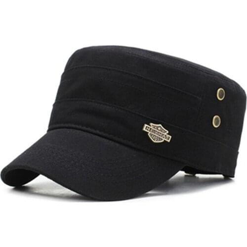 SILOQIN Mens Cap Retro Army Military Hats For Men Male Bone Flat Top Caps Damaged Decoration Vintage Adjustable Size Dad Hat