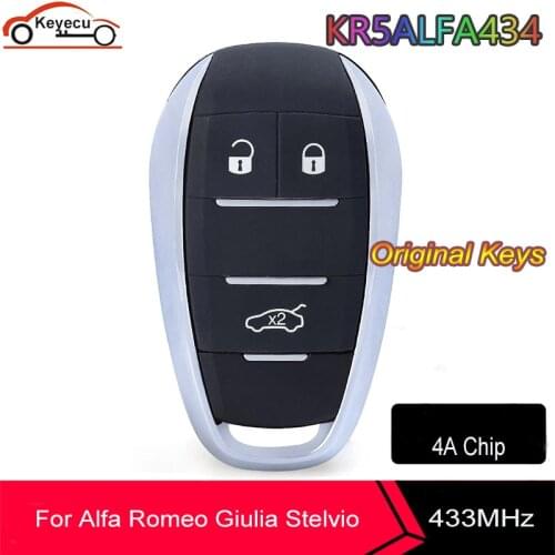 KEYECU for Alfa Romeo Giulia Stelvio 2015 2016 2017 2018 2019 2020 Smart Remote Key Fob 3 Button ASK 433MHz FCC ID: KR5ALFA434