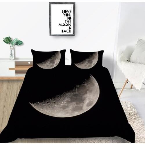 Creascent Bedding Set Queen Simple Comfortable Lifelike 3D Duvet Cover Black King Twin Full Single Double Unique Design Bed Set