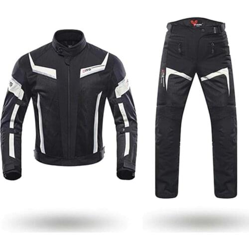 DUHAN Men Motorcycle Jacket Pants Motocross Breathable Clothing Suits Motorbike Moto Jacket Pants Trousers Protection CE