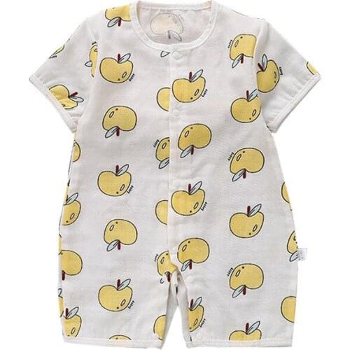 Baby light and breathable short-sleeved jumpsuit Baby cotton gauze romper Baby sweat-absorbent breathable jumpsuit