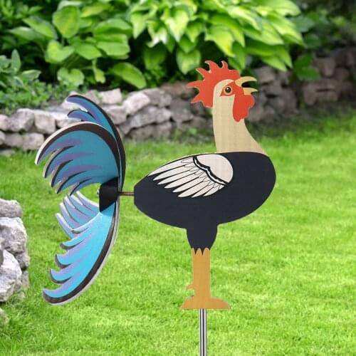 Rooster Windmill Garden Courtyard Farm Lawn Diy Handmade Wind Spinner Outdoor