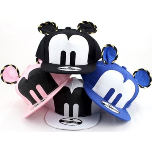 Disney Fashion Cartoon Children Hat Boy Girl Baseball Caps Cute Adult Mickey Baseball Hat With Ears Flat kids snapback cap