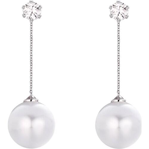 Fashion Long drop Pearl Earring Elegant Crystal Elegent bride gifts Fashion Jewelry Rose Gold Color Bijoux accessories